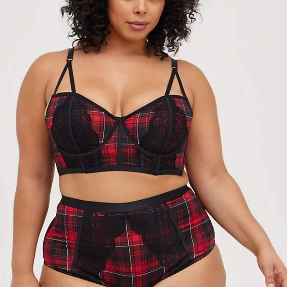 Torrid Longline Unlined Plaid Strappy Bralette
